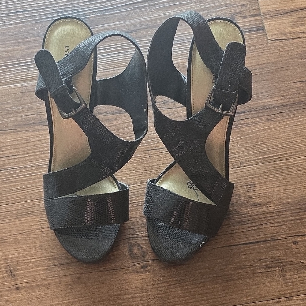 East 5th Black Strappy Dress Heels